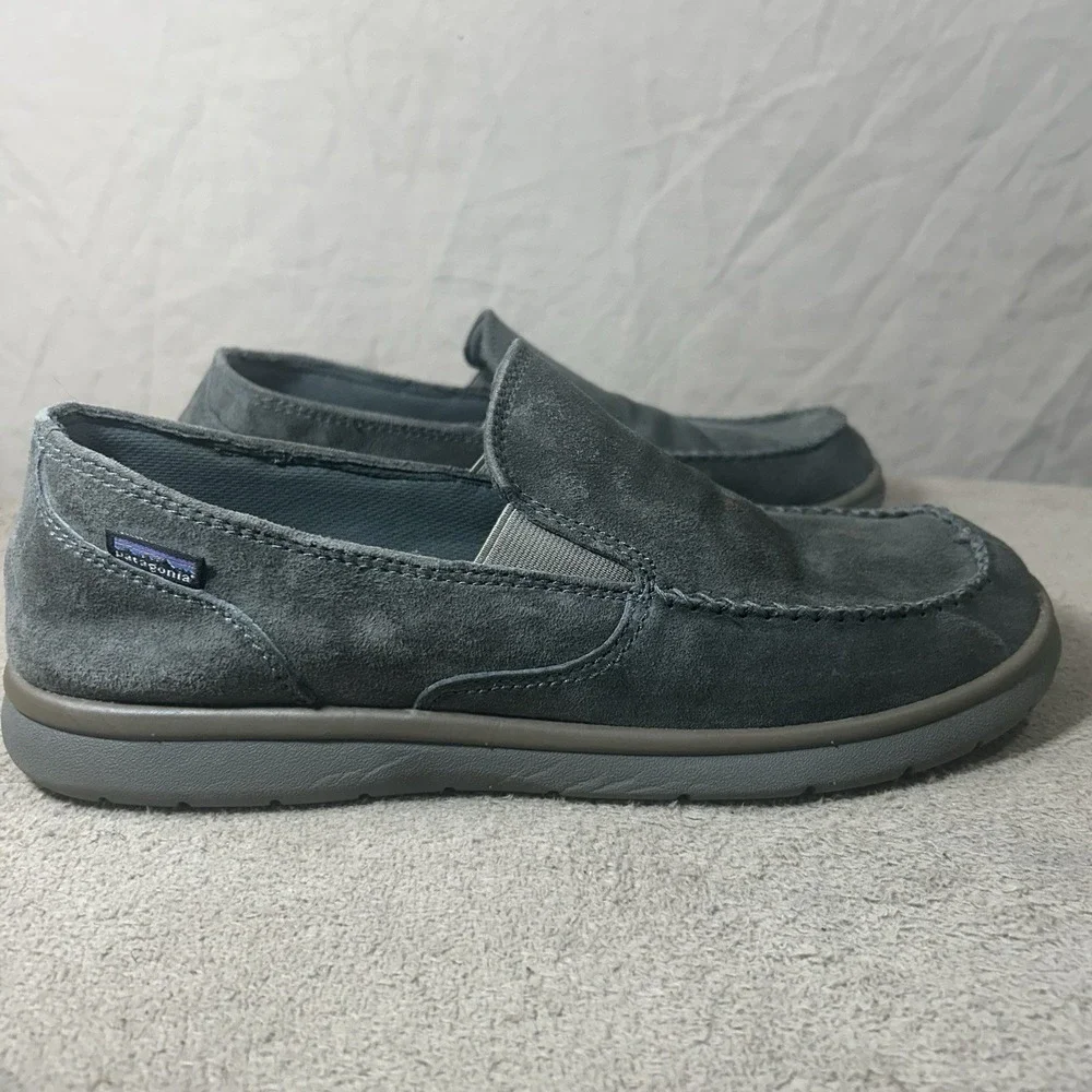Patagonia Slip On Loafers Mens 12 Gray Suede Leather Moc Casual Shoes